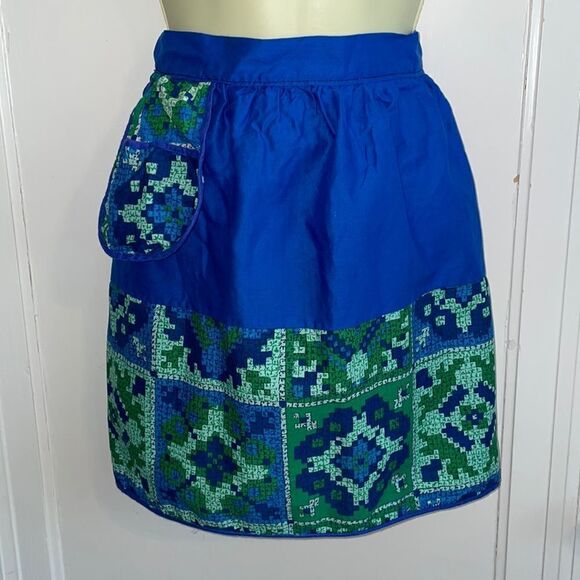 Vintage Other - Vtg mid Century kitschy blue & green apron
